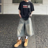 QDBAR 90s Streetwear American Street Casual Style Retro Harajuku Nostalgic Light Colored Wide Leg Washed Summer Versatile Super Loose Trendy Jeans