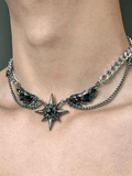 QDBAR [Chealimpid] Darkgemstone Diamonds Wings Design Necklace Na932