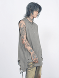 QDBAR [Mz] Oversized Vintage Washed Wide Shoulder Tank Top Na1180