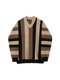 QDBAR [Mrcyc] V Neck Contrast Over Sweater Na629