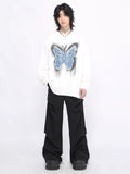 QDBAR 【Mz】washed Butterfly Long-Sleeved T-Shirt Na1475