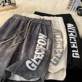 QDBAR Hong Kong style printed sports shorts summer five-quarter pants American ins trend loose casual versatile five-cent Y2K pants