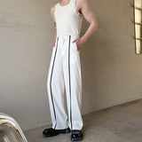 QDBAR Black White Webbing Contrast Pants