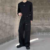 QDBAR Topstitched Metallic Layered Cargo Pants