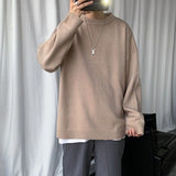 QDBAR Winter solid color round neck sweater for men, handsome Korean style loose men's sweater, trendy student bottoming shirt, thick