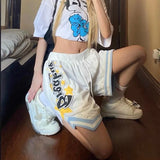 QDBAR Letter printed basketball shorts women's 2025 summer ins loose casual all-match five-point high waisted shorts women's