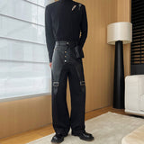 QDBAR PU Leather Patchwork Trousers