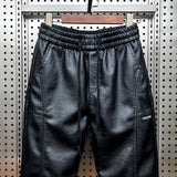 QDBAR Thickened PU Stitching Small-leg Leather Pants