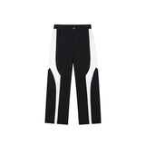 QDBAR Black and White Paneled Straight-leg Pants