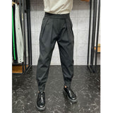 QDBAR Autumn and Winter Striped Pleated Casual Pants