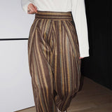 QDBAR Retro Striped High-waist Casual Pants