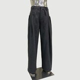 QDBAR Spring Long Grey Loose Warm Casual Flowy Wide Leg Woolen Pants Men High Waist Luxury Designer Black Clothes 2025