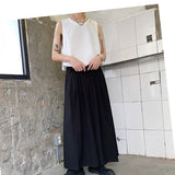 QDBAR Loose Wide Leg Big Flare Cropped Hakama