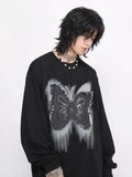 QDBAR 【Mz】washed Butterfly Long-Sleeved T-Shirt Na1475