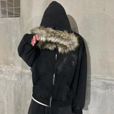 QDBAR New Dark Style Street Fashion Brand Oversized Hoodie Men Y2k Harajuku Goth Hip-hop Punk Rock All-match Zipper Jacket Women