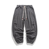 QDBAR Vintage Buckle Trim Waffle Casual Harem Pants