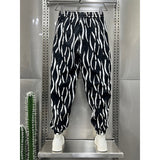 QDBAR Striped Printed Cropped Harem Pants