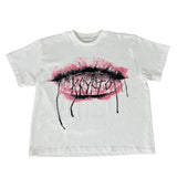 QDBAR Y2K T Shirt Men Women Streetwear Tops Harajuku Hip Hop Eyes Lips Graphic Print Short Sleeve Goth Retro Cotton Oversized T Shirt