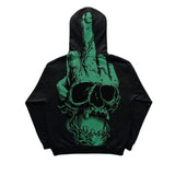 QDBAR Harajuku American Goth Hoodies Women Y2K New Goth Skull Printing Streetwear Hip Hop Couples Sweatshirt Clothes - High Quality