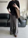 QDBAR Spring Long Grey Flowy Baggy Wide Leg Pants for Mens Sashes Clothing Loose Casual Soft Korean Fashion Trousers 2025