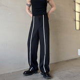 QDBAR Black White Webbing Contrast Pants