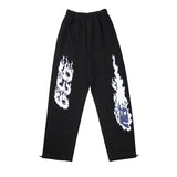 QDBAR Harajuku 939 Flame Printed Sports Pants Women's New Loose Hip Hop Pants Casual Street Dance Jazz Guard Pants sweatpants women