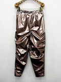 QDBAR Spring Colored Loose Shiny Reflective Patent Faux Leather Harem Pants Men Luxury Designer Y2K Clothes Trousers 2025