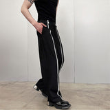 QDBAR Black White Webbing Contrast Pants