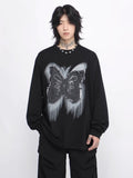 QDBAR 【Mz】washed Butterfly Long-Sleeved T-Shirt Na1475