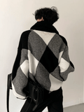 QDBAR [Autumnwind] Black And White High-End Design Turtleneck Sweater Na673