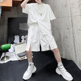 QDBAR Zipper Embellishment T-shirt Shorts Set