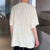 QDBAR Fringed V-Neck Short Sleeve Shirt