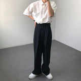 QDBAR Men's Straight Belt Wide Leg Pants