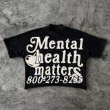 QDBAR Harajuku Mental Health Matters Graphic t shirts Oversized Y2k Tops High Street Goth T shirt Pro Choice Sweatshirt Men Clothing