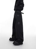 QDBAR Spring Autumn Long Black Loose Casual Pu Leather Patchwork Wide Leg Pants Men High Waist Luxury Designer Clothes