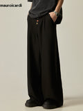 QDBAR Spring Autumn Long Loose Casual Black Baggy Wide Leg Pants Men with Colorful Buttons Luxury Designer Emo Clothing