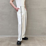 QDBAR Black White Webbing Contrast Pants