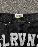 QDBAR Y2k Harajuku Street Fashion Beaded Letter Embroidery Oversized Denim Shorts Men High Street Fashion Brand High Waist Jeans Women