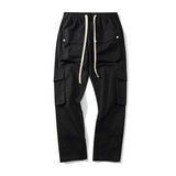 QDBAR Solid Color Multi-Pocket Cargo Pants