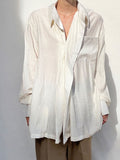 QDBAR Vintage Pleated Long-sleeved Shirt