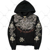 QDBAR High street hip-hop skull letter print casual versatile oversized hoodie for men y2k baggy aesthetic fashion popular sweatshirts