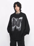 QDBAR 【Mz】washed Butterfly Long-Sleeved T-Shirt Na1475