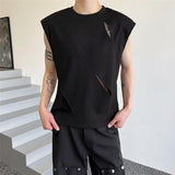 QDBAR Ripped Shoulder Pads Sleeveless Tank Top