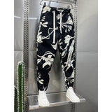 QDBAR Printed Striped Cropped Harem Casual Pants