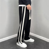 QDBAR Thickened Striped Slit Wide-leg Straight Pants