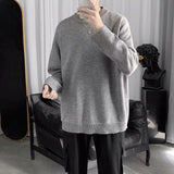 QDBAR Winter solid color round neck sweater for men, handsome Korean style loose men's sweater, trendy student bottoming shirt, thick