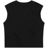 QDBAR Ripped Shoulder Pads Sleeveless Tank Top