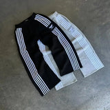 QDBAR 2025 Korean retro striped sweatpants, casual Y2K style trousers, straight pants, oversized simple loose casual pants streetwear