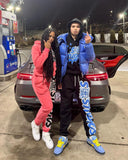 QDBAR Harajuku High Street Pattern Sweatpants Y2k Fashionstyle Couple Streetwear High Waist Wide Trouser Men Tracksuit Black Pants