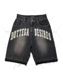 QDBAR New Retro Embroidered Washed Large Size Men Denim Shorts Gothic Harajuku Y2K Fashion Men and Women Punk Shorts